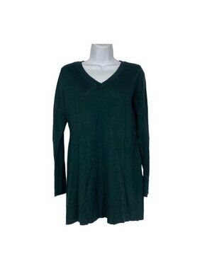 APT. 9 Womens Medium Green V-Neck Long Sleeve Sweater Acrylic Blend Stylish Fit